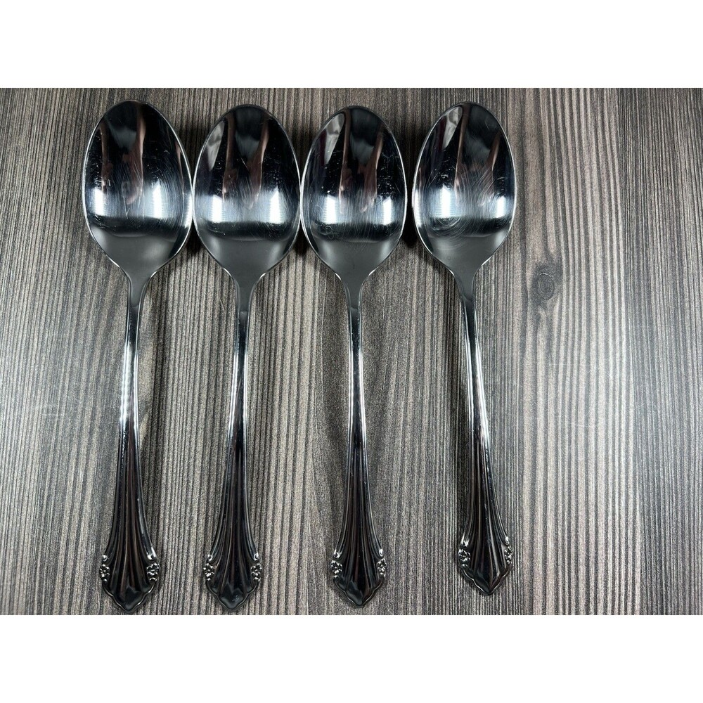 Oneida Ltd REPOSE  1881 Rogers  Stainless Flatware Soup Spoons Set 4